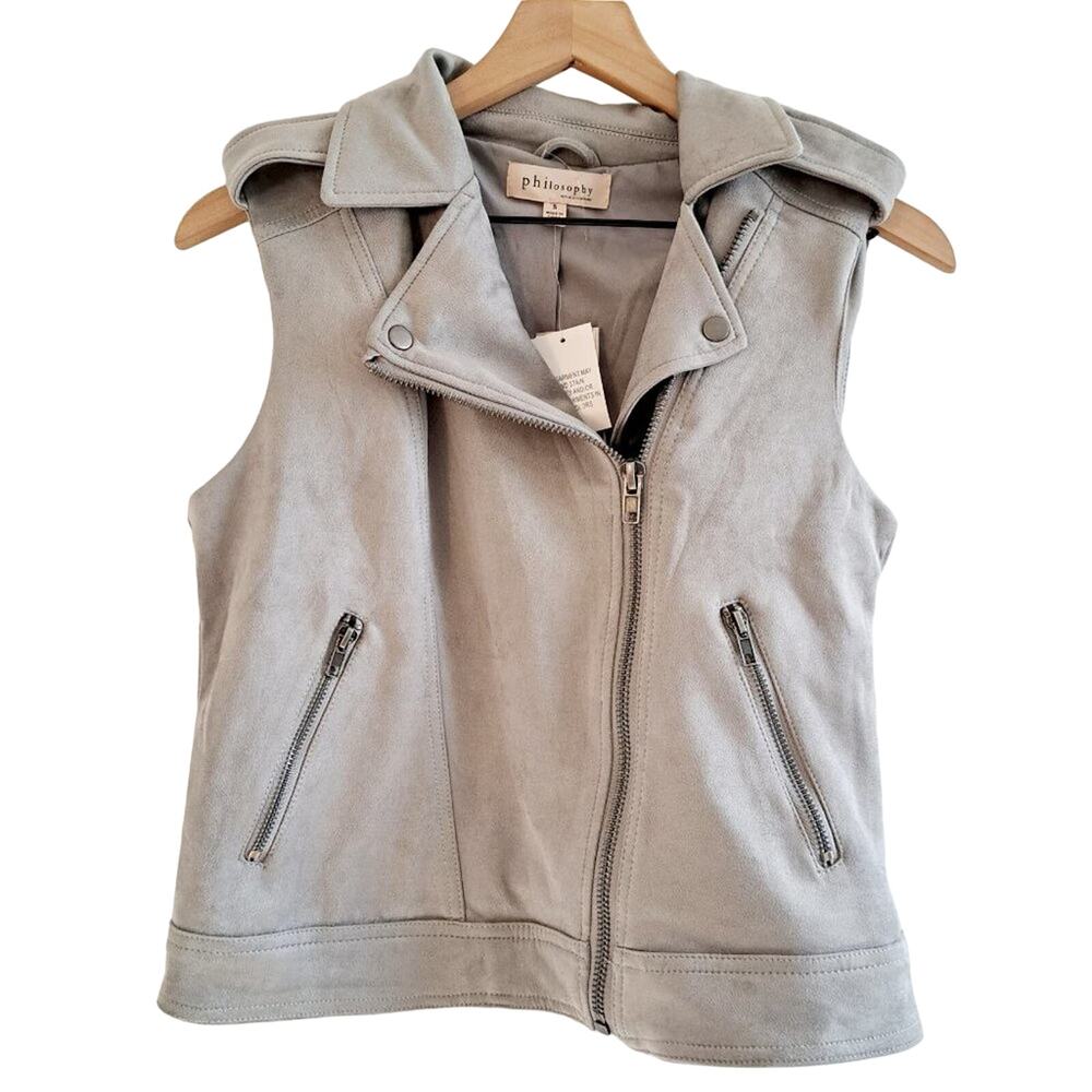 Philosophy Faux Leather Moto Vest - Picture 2 of 8